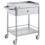VEVOR Medical Cart, 2 Layers Stainless Steel Cart 99.8 kg Weight Capacity, Lab Utility Cart with 360° Silent Wheels and a Drawer for Lab, Clinic, Kitchen, Salon