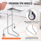 VEVOR Stainless Steel Lab Carts, Lab Utility Cart with Single Tray, Mobile Medical Cart with 2 Silent Wheels, Lab Rolling Cart for Lab, Clinic, Hospital, Salon