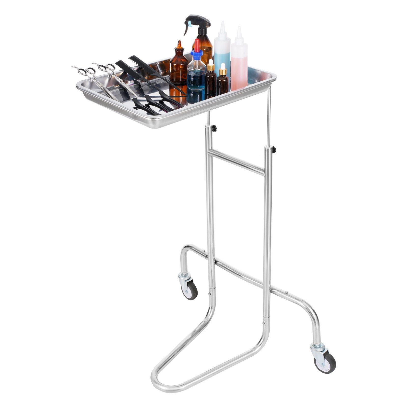 VEVOR Stainless Steel Lab Carts, Lab Utility Cart with Single Tray, Mobile Medical Cart with 2 Silent Wheels, Lab Rolling Cart for Lab, Clinic, Hospital, Salon
