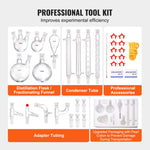 VEVOR Lab Distillation Kit, 3.3 Boro Lab Glassware Distillation Kit with 24, 40 Joint, 1000ml Essential Oil Distillation Apparatus Kit, 32 pcs Set of Glassware Equipment