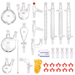 VEVOR Lab Distillation Kit, 3.3 Boro Lab Glassware Distillation Kit with 24, 40 Joint, 1000ml Essential Oil Distillation Apparatus Kit, 32 pcs Set of Glassware Equipment