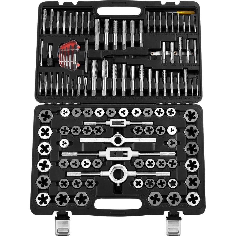 VEVOR Tap and Die Set, 116-Piece Include Metric and SAE Size, Bearing Steel Taps and Dies, Essential Threading Tool for Cutting External Internal Threads, with Complete Accessories and Storage Case