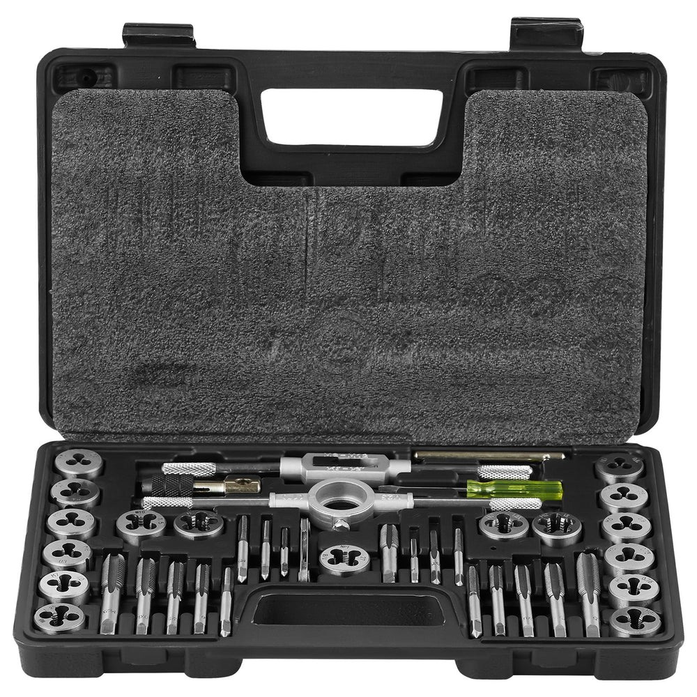 VEVOR Tap and Die Set, 40-Piece Include Metric Size M3 to M12, Bearing Steel Taps and Dies, Essential Threading Tool for Cutting External Internal Threads, with Complete Accessories and Storage Case