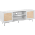 VEVOR Rattan TV Stand 191cm TV Boho TV Cabinet White TV Cabinet