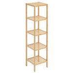 VEVOR 5-Tier Bathroom Standing Shelf, Narrow Shelving Unit, Display Storage Rack Organizer, Freestanding Flower Plant Stand, Multifunctional Bamboo Shelf Ideal for BathRoom, Kitchen, Home, Natural