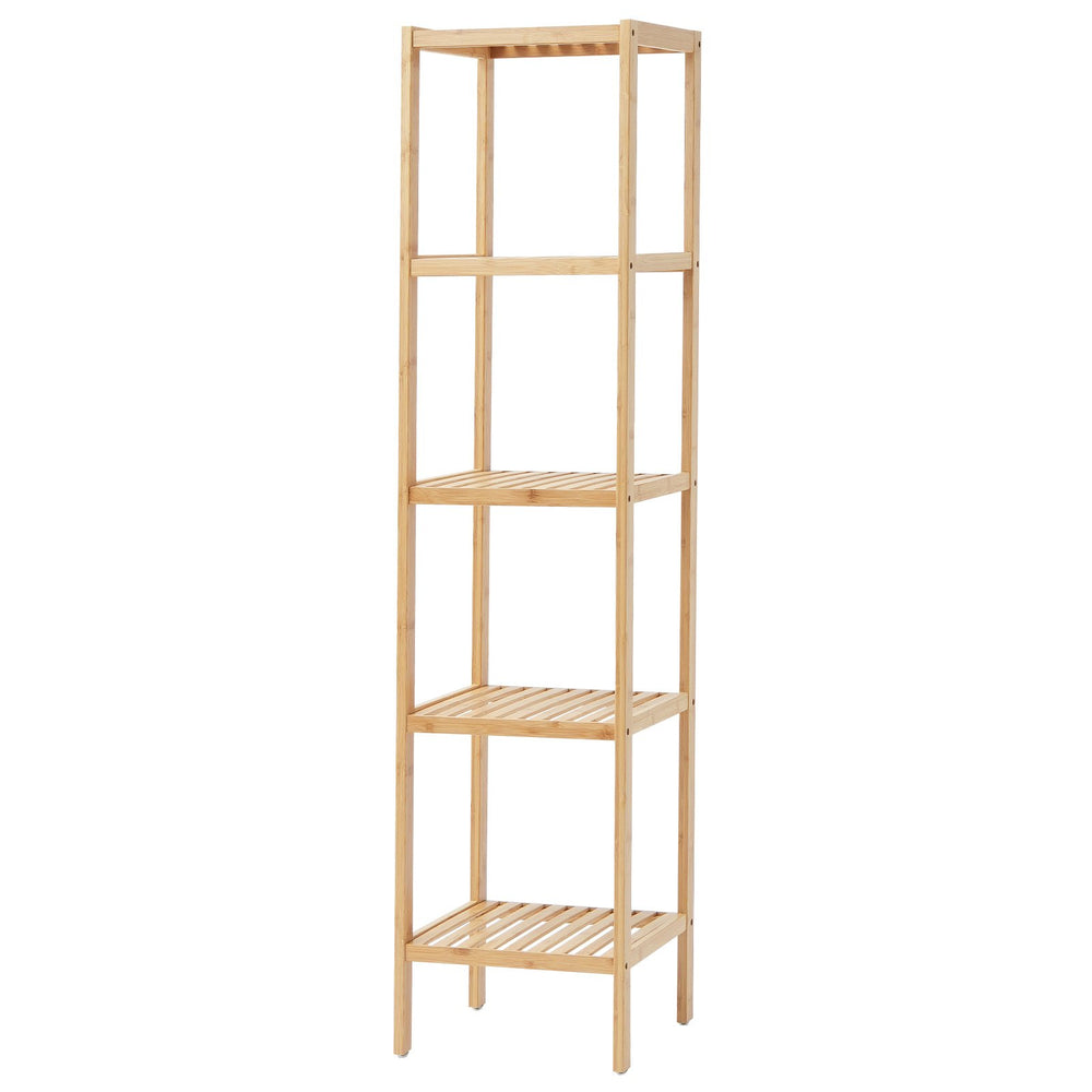 VEVOR 5-Tier Bathroom Standing Shelf, Narrow Shelving Unit, Display Storage Rack Organizer, Freestanding Flower Plant Stand, Multifunctional Bamboo Shelf Ideal for BathRoom, Kitchen, Home, Natural