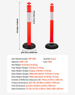 VEVOR 6 Pack Traffic Delineator Posts, 1140 mm Traffic Safety Cones with Fillable Base and Reflective Strips, Heavy Duty Delineator Posts for Construction Site, Parking Lot, Crowd Control, Red