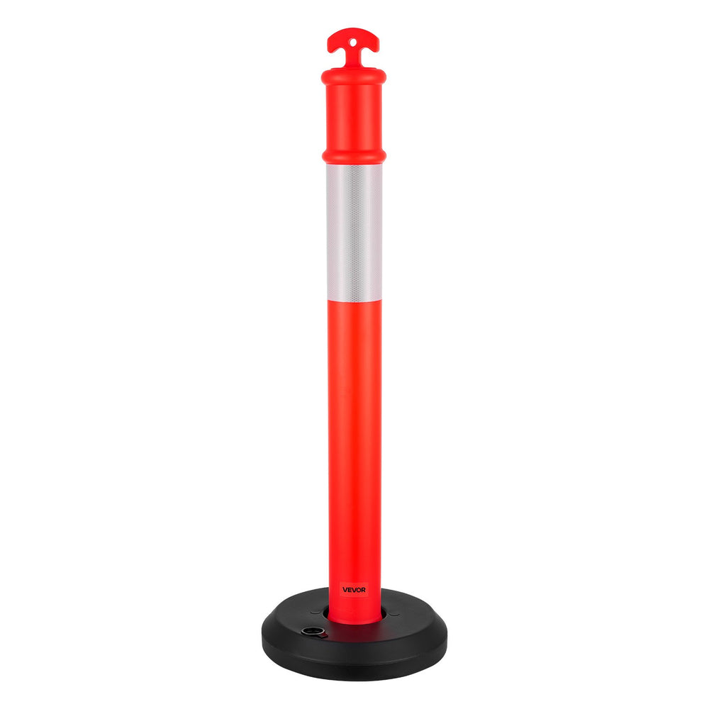 VEVOR 6 Pack Traffic Delineator Posts, 1140 mm Traffic Safety Cones with Fillable Base and Reflective Strips, Heavy Duty Delineator Posts for Construction Site, Parking Lot, Crowd Control, Red