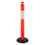 VEVOR 6 Pack Traffic Delineator Posts, 1140 mm Traffic Safety Cones with Fillable Base and Reflective Strips, Heavy Duty Delineator Posts for Construction Site, Parking Lot, Crowd Control, Red