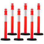 VEVOR 6 Pack Traffic Delineator Posts, 1140 mm Traffic Safety Cones with Fillable Base and Reflective Strips, Heavy Duty Delineator Posts for Construction Site, Parking Lot, Crowd Control, Red