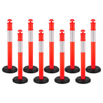 VEVOR 9 Pack Traffic Delineator Posts, 1140 mm Traffic Safety Cones with Fillable Base and Reflective Strips, Heavy Duty Delineator Posts for Construction Site, Parking Lot, Crowd Control, Red