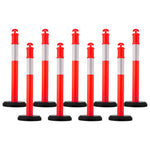 VEVOR 9 Pack Traffic Delineator Posts, 1140 mm Traffic Safety Cones with Fillable Base and Reflective Strips, Heavy Duty Delineator Posts for Construction Site, Parking Lot, Crowd Control, Red
