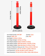 VEVOR 2 Pack Traffic Delineator Posts, 1140 mm Traffic Safety Cones with Fillable Base and Reflective Strips, Heavy Duty Delineator Posts for Construction Site, Parking Lot, Crowd Control, Red