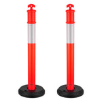 VEVOR 2 Pack Traffic Delineator Posts, 1140 mm Traffic Safety Cones with Fillable Base and Reflective Strips, Heavy Duty Delineator Posts for Construction Site, Parking Lot, Crowd Control, Red