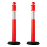 VEVOR 2 Pack Traffic Delineator Posts, 1140 mm Traffic Safety Cones with Fillable Base and Reflective Strips, Heavy Duty Delineator Posts for Construction Site, Parking Lot, Crowd Control, Red