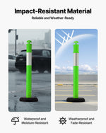 VEVOR 3 Pack Traffic Delineator Posts, 1140 mm Traffic Safety Cones with Fillable Base and Reflective Strips, Heavy Duty Delineator Posts for Construction Site, Parking Lot, Crowd Control, Green