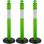 VEVOR 3 Pack Traffic Delineator Posts, 1140 mm Traffic Safety Cones with Fillable Base and Reflective Strips, Heavy Duty Delineator Posts for Construction Site, Parking Lot, Crowd Control, Green