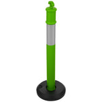 VEVOR 3 Pack Traffic Delineator Posts, 1140 mm Traffic Safety Cones with Fillable Base and Reflective Strips, Heavy Duty Delineator Posts for Construction Site, Parking Lot, Crowd Control, Green