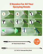 VEVOR Lawn Sprayer with Wheels, Adjustable Pressure 0-90 PSI, Sprayer with 60L Tank, with 8 Nozzles, 2 Wands, Wide Opening Lid for Garden, Weeding, Spraying