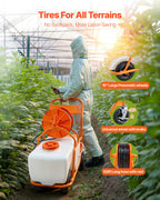 VEVOR Lawn Sprayer with Wheels, Adjustable Pressure 0-90 PSI, Sprayer with 60L Tank, with 8 Nozzles, 2 Wands, Wide Opening Lid for Garden, Weeding, Spraying