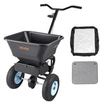 VEVOR Lawn Spreader, 100LBS Capacity, Walk-Behind Push Spreader, 0-9.8ft Spreading Width, 13 in All Terrain Pneumatic Tires, Fertilizer Spreaders with Hopper Grate, for Seed Salt Ice Melt