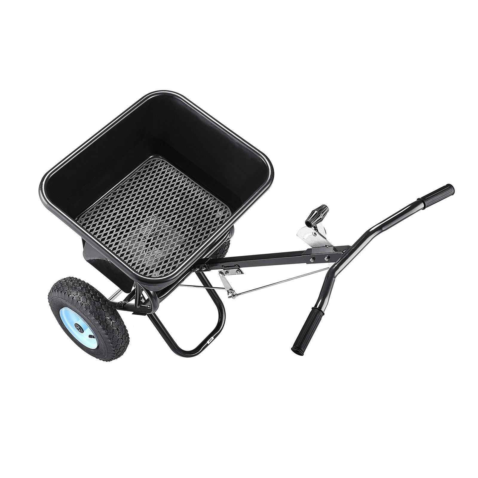 VEVOR Lawn Spreader, 100LBS Capacity, Walk-Behind Push Spreader, 0-9.8ft Spreading Width, 13 in All Terrain Pneumatic Tires, Fertilizer Spreaders with Hopper Grate, for Seed Salt Ice Melt