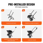 VEVOR Broadcast Spreader, 11.3 kg Walk-Behind Turf Spreader with 20.3 cm Wheels, Steel Push Fertilizer Spreader, Garden Seeder, and Salt Spreader, Designed for Residential, Farm, and Tough Terrain, Black