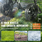 VEVOR Broadcast Spreader, 11.3 kg Walk-Behind Turf Spreader with 20.3 cm Wheels, Steel Push Fertilizer Spreader, Garden Seeder, and Salt Spreader, Designed for Residential, Farm, and Tough Terrain, Black