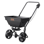 VEVOR Broadcast Spreader, 11.3 kg Walk-Behind Turf Spreader with 20.3 cm Wheels, Steel Push Fertilizer Spreader, Garden Seeder, and Salt Spreader, Designed for Residential, Farm, and Tough Terrain, Black