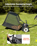 VEVOR 26.7 cm Tow Behind Lawn Sweeper, 26 cu.ft. Large Yard Sweeper, Adjustable Sweeping Height, Heavy Duty Leaf & Grass Collector with Dumping Rope, Pull Behind Sweepers for Debris Grass Clippings