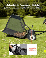VEVOR 26.7 cm Tow Behind Lawn Sweeper, 26 cu.ft. Large Yard Sweeper, Adjustable Sweeping Height, Heavy Duty Leaf & Grass Collector with Dumping Rope, Pull Behind Sweepers for Debris Grass Clippings