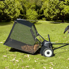 VEVOR 26.7 cm Tow Behind Lawn Sweeper, 26 cu.ft. Large Yard Sweeper, Adjustable Sweeping Height, Heavy Duty Leaf & Grass Collector with Dumping Rope, Pull Behind Sweepers for Debris Grass Clippings