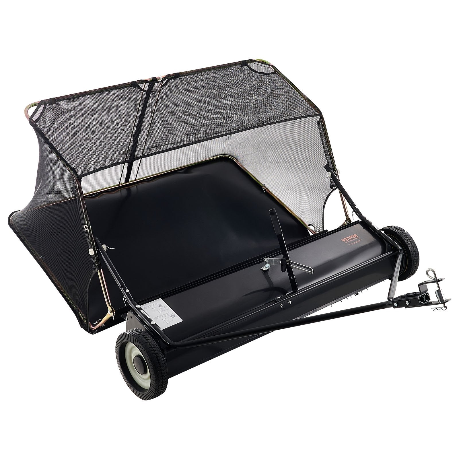 VEVOR 26.7 cm Tow Behind Lawn Sweeper, 26 cu.ft. Large Yard Sweeper, Adjustable Sweeping Height, Heavy Duty Leaf & Grass Collector with Dumping Rope, Pull Behind Sweepers for Debris Grass Clippings