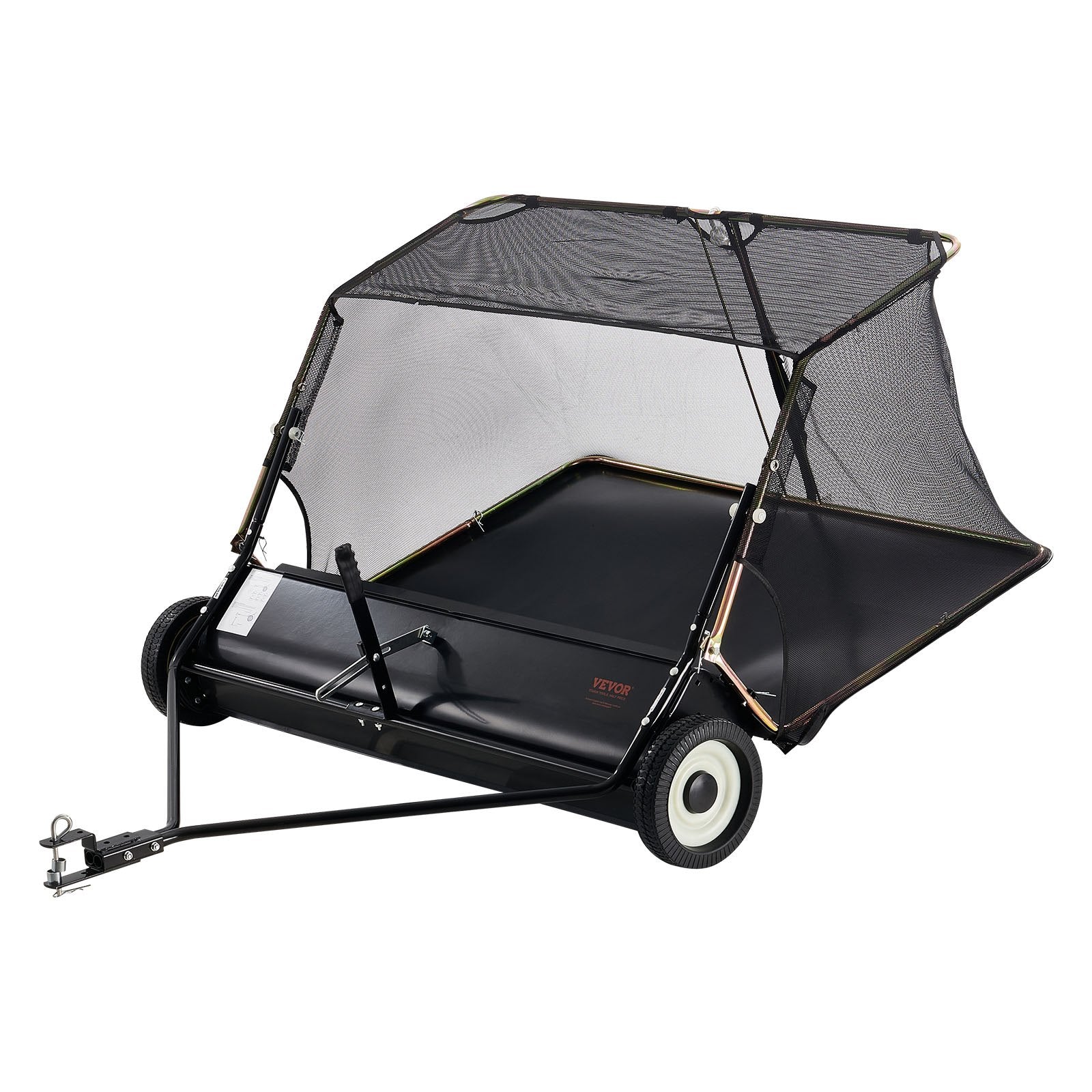 VEVOR 26.7 cm Tow Behind Lawn Sweeper, 26 cu.ft. Large Yard Sweeper, Adjustable Sweeping Height, Heavy Duty Leaf & Grass Collector with Dumping Rope, Pull Behind Sweepers for Debris Grass Clippings
