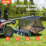 VEVOR 42-inch Lawn Sweeper Tow Behind, 12 cu.ft. Large Pull Behind Grass Sweeper, Heavy Duty Leaf & Grass Collector with Dumping Rope Design, Adjustable Sweeping Height for Picking Up Debris & Grass