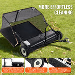 VEVOR 42-inch Lawn Sweeper Tow Behind, 12 cu.ft. Large Pull Behind Grass Sweeper, Heavy Duty Leaf & Grass Collector with Dumping Rope Design, Adjustable Sweeping Height for Picking Up Debris & Grass