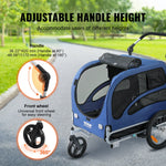 VEVOR Dog Bike Trailer, Supports up to 100 lbs, 2-in-1 Pet Stroller Cart Bicycle Carrier, Easy Folding Cart Frame with Quick Release Wheels, Universal Bicycle Coupler, Reflectors, Flag, Blue/Black