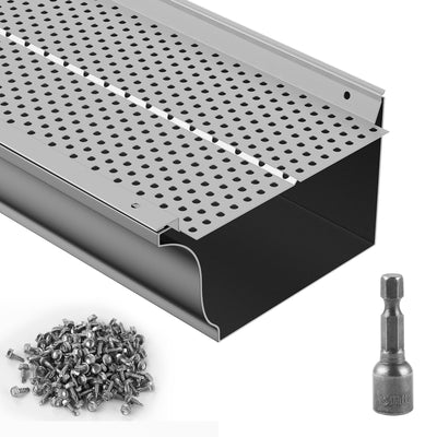 VEVOR Gutter Guard, 152mm Width, Aluminum Leaf Filter DIY Gutter Cover, 52 PCS 528cm Total Length, 4mm Hole Diameter & 0.5mm Thick Raptor Gutter Guards Fits Any Roof or Gutter Type