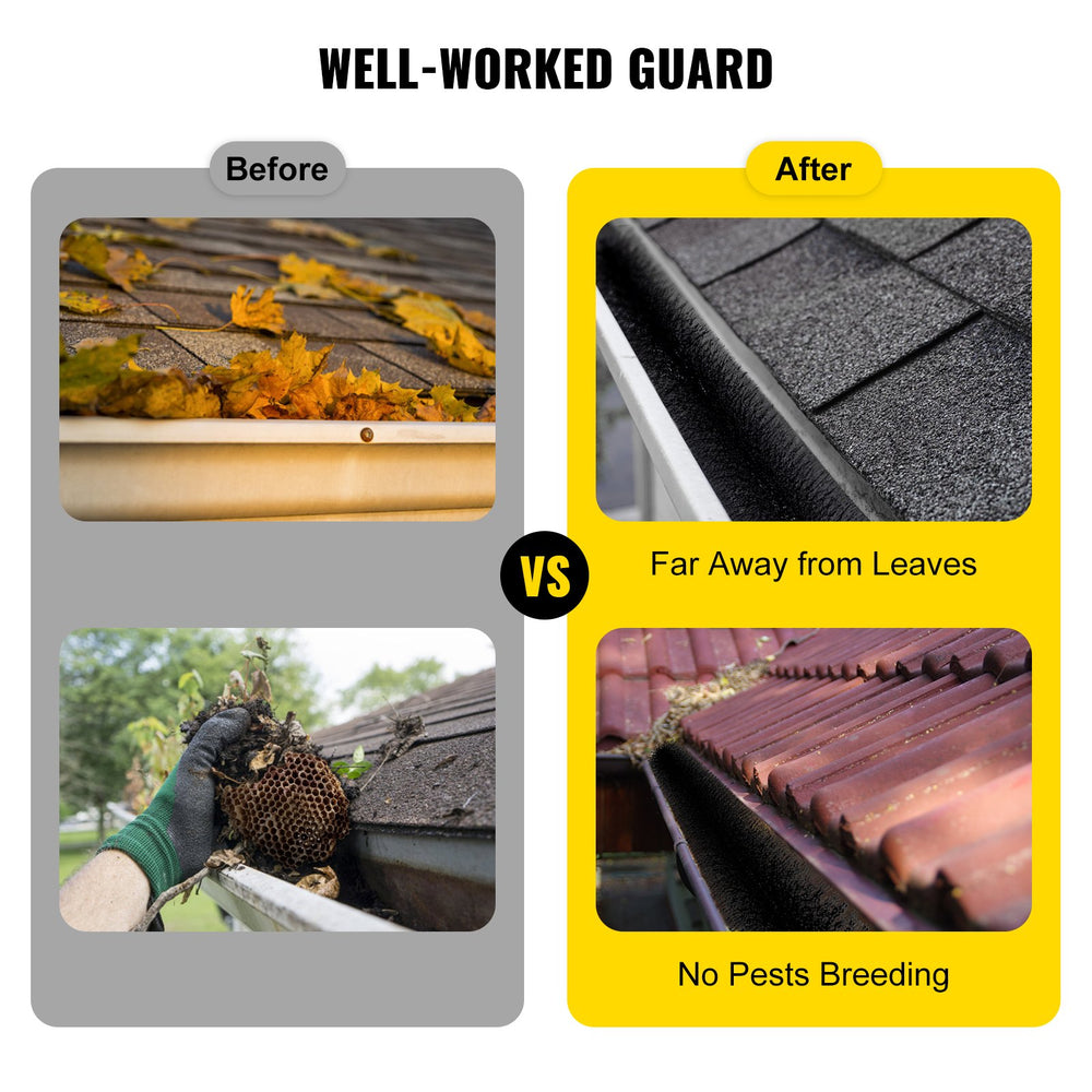 VEVOR Gutter Guard Brush With 120 FT Length Bristle, 4.33\" Dia. Gutter Brush Leaf Guard Fit for 5 Inches Gutter, Galvanized Steel Wire Gutter Brush, No Tools, DIY Gutter Leaf Guard for Keep out Debri