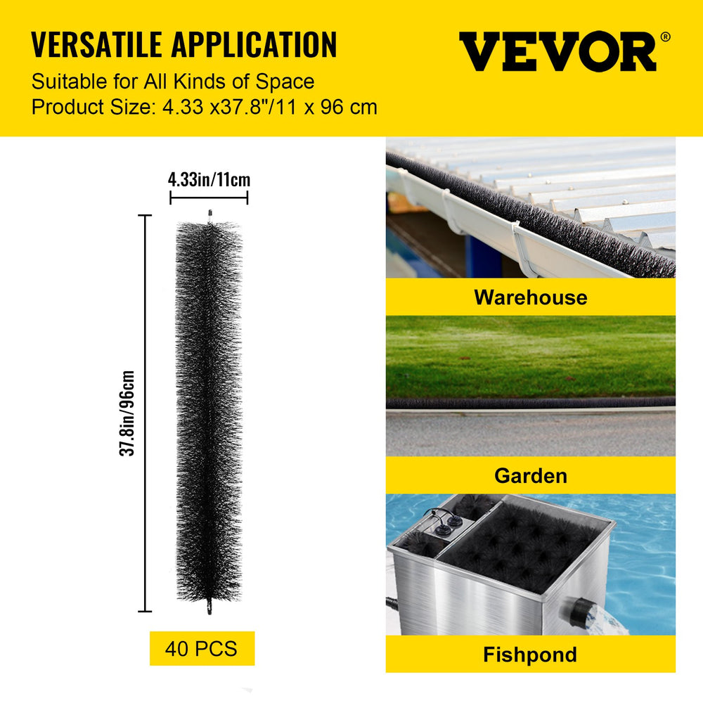 VEVOR Gutter Guard Brush With 120 FT Length Bristle, 4.33\" Dia. Gutter Brush Leaf Guard Fit for 5 Inches Gutter, Galvanized Steel Wire Gutter Brush, No Tools, DIY Gutter Leaf Guard for Keep out Debri