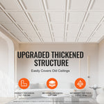 VEVOR Ceiling Tiles, 16-Pack 20 x 20 in, Drop Ceiling Tiles Premium Polystyrene Sheet, Easy Installation/ Cutting Plastic Glue-up Ceiling Tile, Basement Ceiling Covering for Home/Office Decoration
