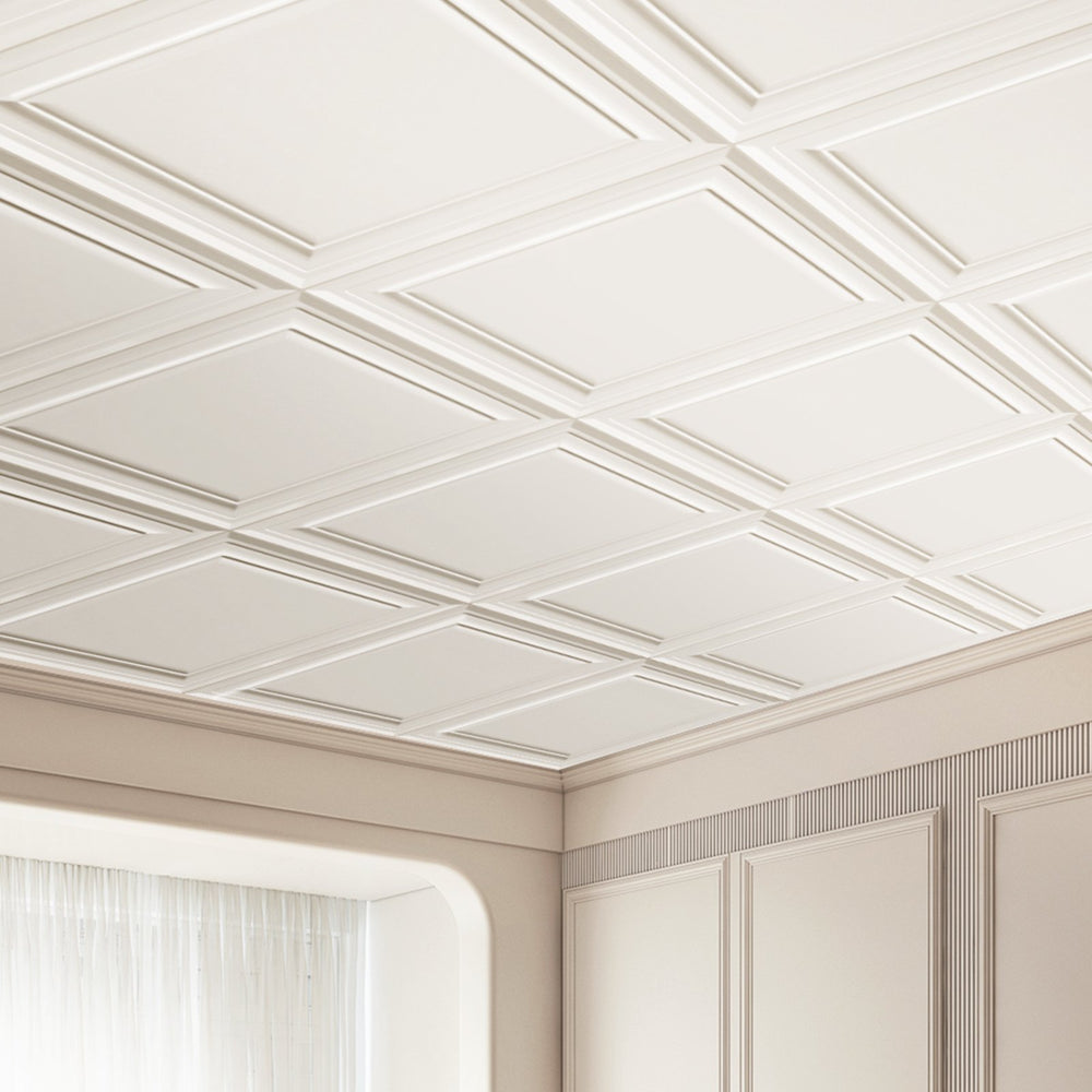 VEVOR Ceiling Tiles, 96-Pack 20 x 20 in, Drop Ceiling Tiles Premium Polystyrene Sheet, Easy Installation/ Cutting Plastic Glue-up Ceiling Tile, Basement Ceiling Covering for Home/Office Decoration