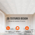 VEVOR Ceiling Tiles 12-Pack 61 cm x 61 cm PVC Easy Installation White Peg Pattern