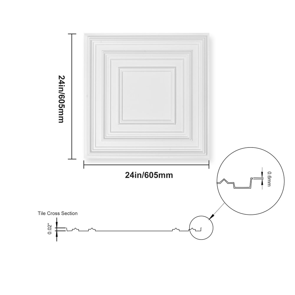 VEVOR Ceiling Tiles 12-Pack 61 cm x 61 cm PVC Easy Installation White Peg Pattern