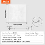 VEVOR Ceiling Tiles, 12-Pack 24 x 24 in, Drop Ceiling Tiles Premium PVC Sheet, Easy Installation/ Cutting Plastic Glue-up Ceiling Tile, Ceiling Covering for Home/Office Decoration, White Echo Pattern