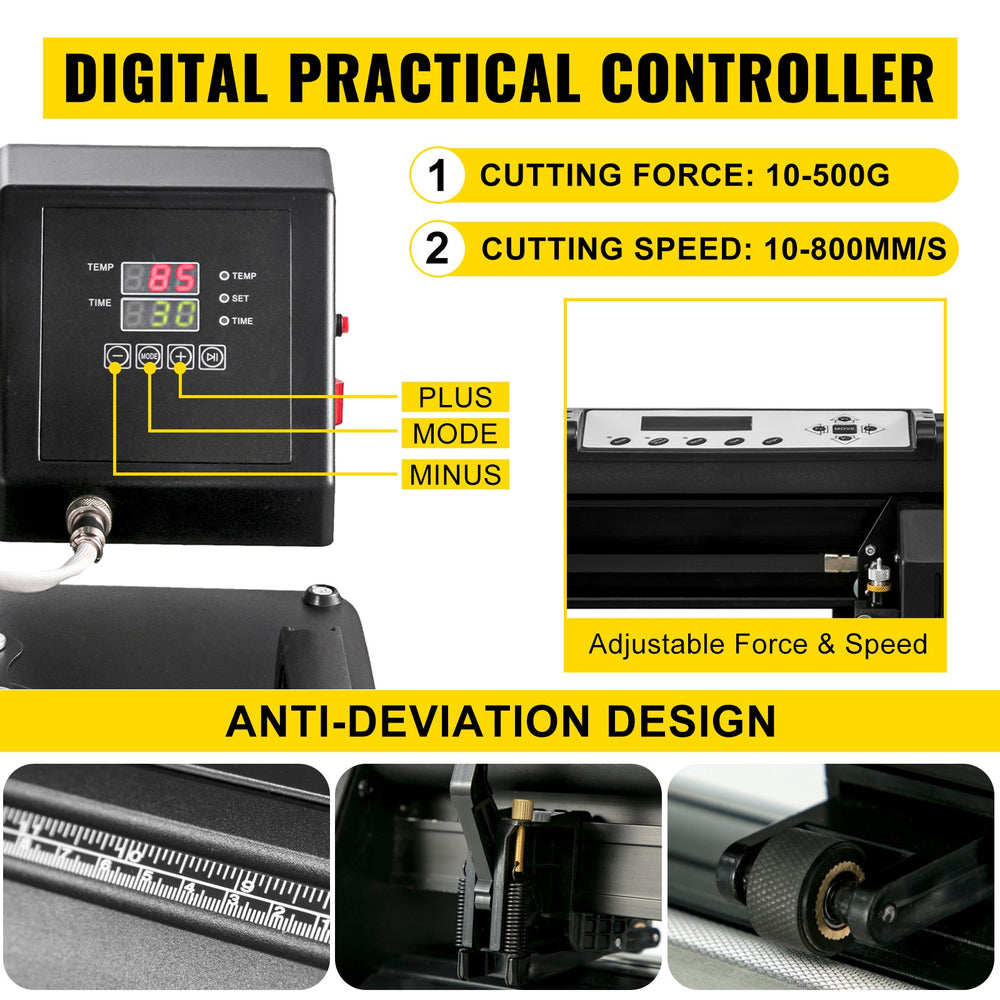 VEVOR 5 In1 Heat Press 38.1 x 38.1 cm Vinyl Cutter Plotter 35.6 cm Desktop Backlight T-shirt