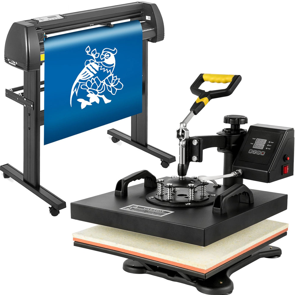 Digital Clamshell 15"x15" (38 X 38cm) Heat Transfer Press + 34 Inch Vinyl Cutter Machine Kit Software