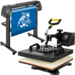 Digital Clamshell 15"x15" (38 X 38cm) Heat Transfer Press + 34 Inch Vinyl Cutter Machine Kit Software