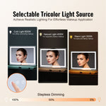 VEVOR Lighted Makeup Mirror 3 Color Vanity w/ USB Desktop Wall-mount 80x55.1 cm