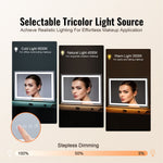 VEVOR Lighted Makeup Mirror 3 Color w/ Bluetooth USB Desktop Wall-mount 55.1 cm